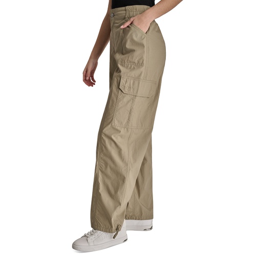 DKNY Womens Straight-Leg High-Waist Adjustable-Cuff Cargo Pants