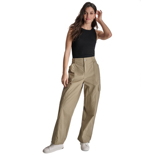 DKNY Womens Straight-Leg High-Waist Adjustable-Cuff Cargo Pants