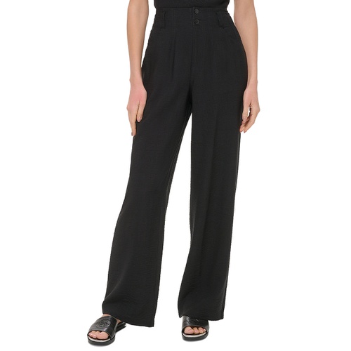 DKNY Womens Top-Stitched Crinkle Trousers