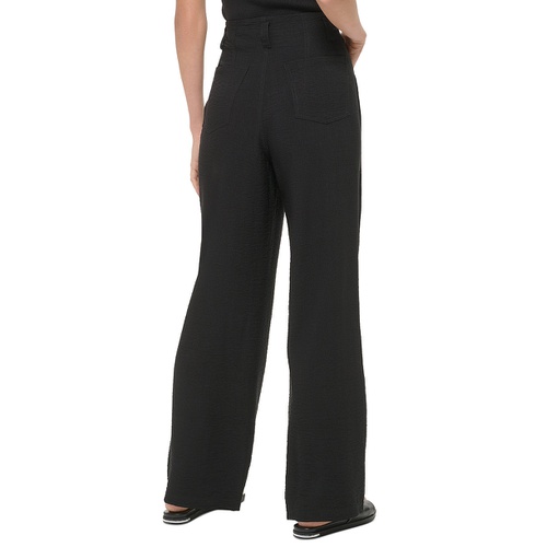 DKNY Womens Top-Stitched Crinkle Trousers