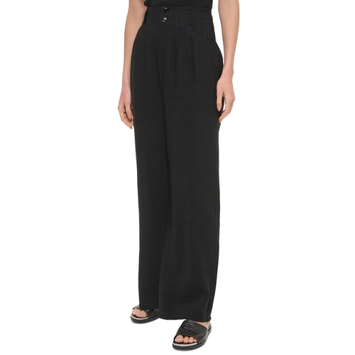 DKNY Womens Top-Stitched Crinkle Trousers