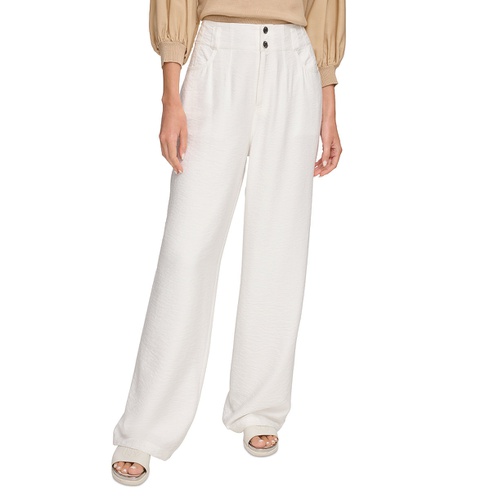 DKNY Womens Top-Stitched Crinkle Trousers