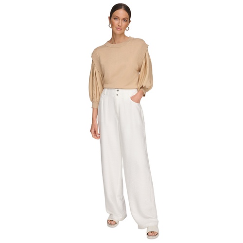 DKNY Womens Top-Stitched Crinkle Trousers