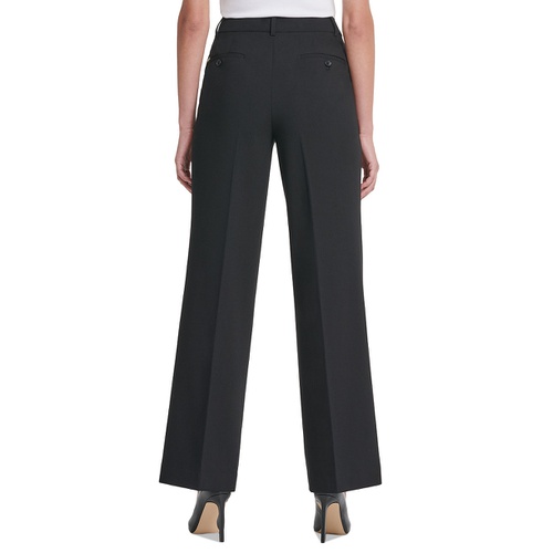 DKNY Petite Solid Fixed-Waist Slant-Pocket Wide-Leg Pants