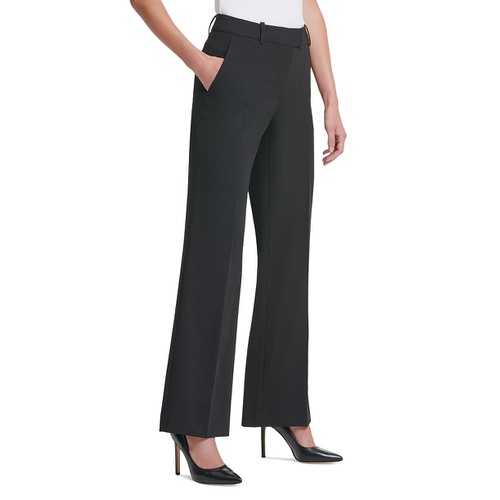 DKNY Petite Solid Fixed-Waist Slant-Pocket Wide-Leg Pants