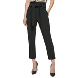 Womens Tie-Waist High-Rise Straigh-Fit Pants