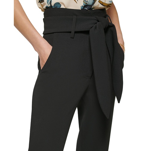 DKNY Womens Tie-Waist High-Rise Straigh-Fit Pants