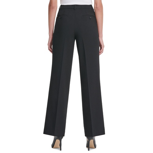 DKNY Womens Solid High-Rise Wide-Leg Career Pants