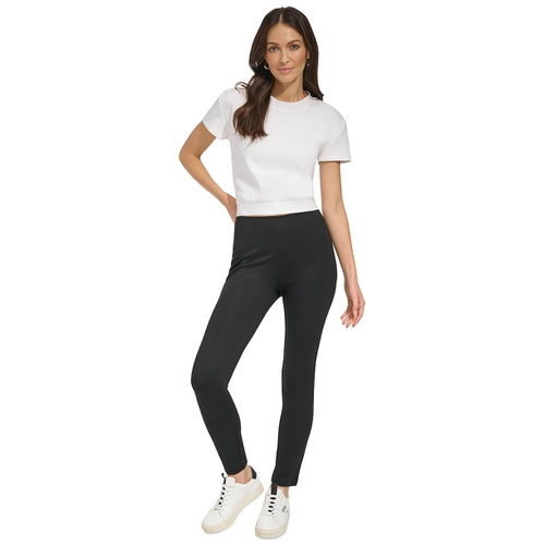 DKNY Slim Leg Pull On Ponte Ankle Pant