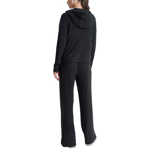 DKNY Womens Brushed Rib-Knit Straight-Leg Pants