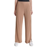 Womens Brushed Rib-Knit Straight-Leg Pants