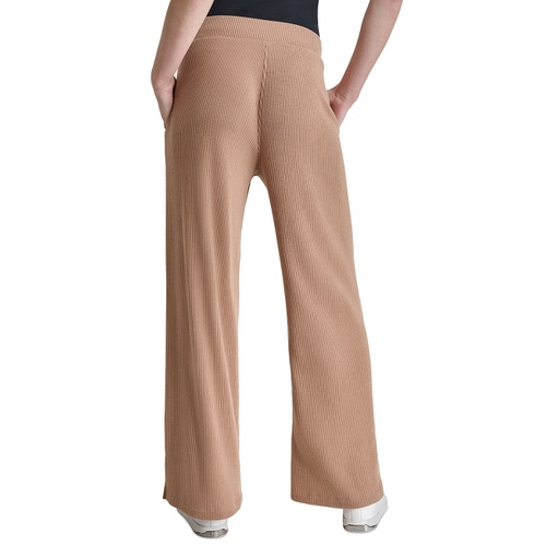 DKNY Womens Brushed Rib-Knit Straight-Leg Pants