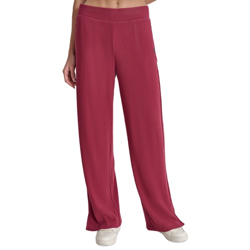 DKNY Womens Brushed Rib-Knit Straight-Leg Pants