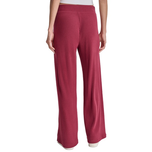 DKNY Womens Brushed Rib-Knit Straight-Leg Pants