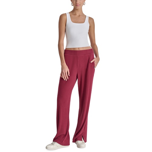 DKNY Womens Brushed Rib-Knit Straight-Leg Pants