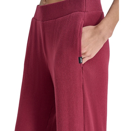 DKNY Womens Brushed Rib-Knit Straight-Leg Pants