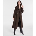 Womens Notched-Collar Double-Breasted Wrap Coat