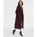 Womens Notched-Collar Double-Breasted Wrap Coat