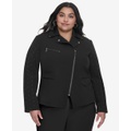 Plus Size Studded Asymmetric Moto Jacket