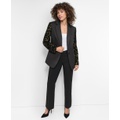 Womens Sequinned-Sleeve Single-Button Blazer