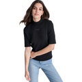 Petite Mock-Neck Embellished-Logo Sweater