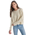 Womens Metallic Cable Knit Crewneck Sweater