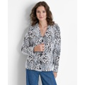 Womens Animal-Print Textured Long-Sleeve Cardigan