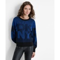 Womens Logo-Transfer Ribbed Crewneck Sweater