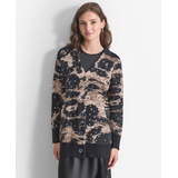 Womens Printed Button-Front Chenille Cardigan