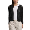 Womens Open-Stitch Drop-Shoulder Cardigan Sweater