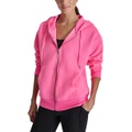 Womens Mini-Stud-Logo Zippered Fleece Hoodie