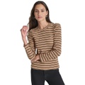 Womens Striped Long-Sleeve Crewneck Top