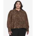 Plus Size Cheetah-Print Long-Sleeve Shirt