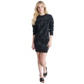 Womens Round-Neck Long-Sleeve Sweater Dress