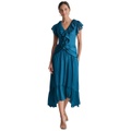 Womens Ruffled Crinkle-Textured Maxi Dress