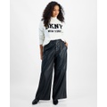 Petite Faux Leather Wide-Leg Pants