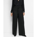 Womens Belted Mid-Rise Wide-Leg Pants