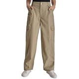 Womens Straight-Leg High-Waist Adjustable-Cuff Cargo Pants