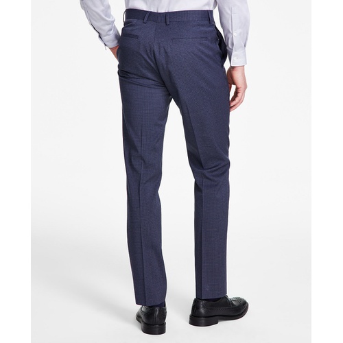 DKNY Mens Modern-Fit Blue Mini Check Suit Separate Pants