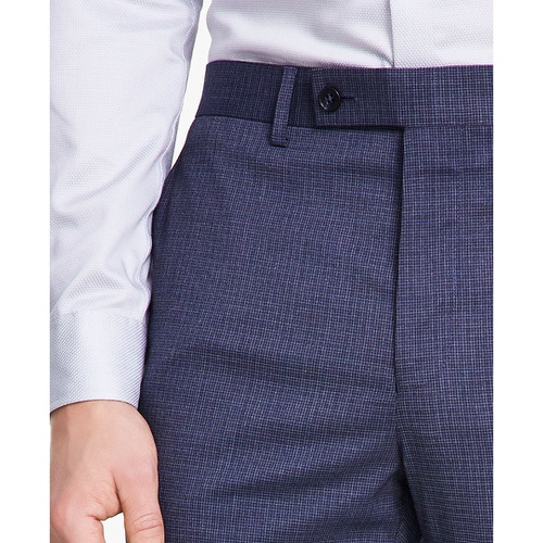 DKNY Mens Modern-Fit Blue Mini Check Suit Separate Pants