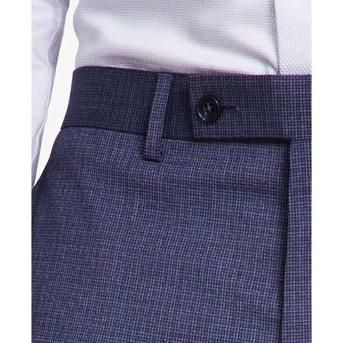 DKNY Mens Modern-Fit Blue Mini Check Suit Separate Pants