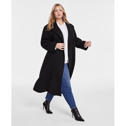 DKNY Plus Size Notched-Collar Double-Breasted Wrap Coat