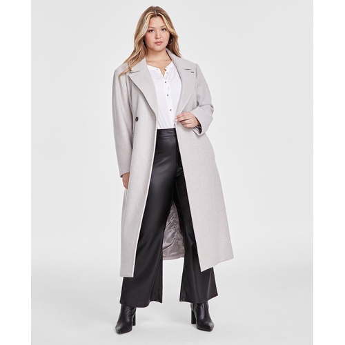 DKNY Plus Size Notched-Collar Double-Breasted Wrap Coat