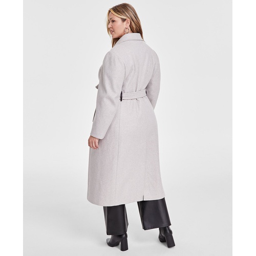 DKNY Plus Size Notched-Collar Double-Breasted Wrap Coat