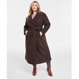 Plus Size Notched-Collar Double-Breasted Wrap Coat