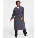 Plus Size Notched-Collar Double-Breasted Wrap Coat