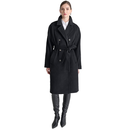 DKNY Womens Double-Breasted Belted Wrap Coat