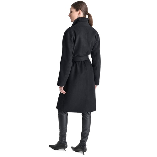 DKNY Womens Double-Breasted Belted Wrap Coat