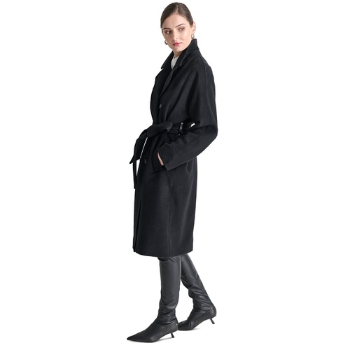 DKNY Womens Double-Breasted Belted Wrap Coat