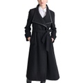 Womens Belted Wing-Collar Maxi Coat